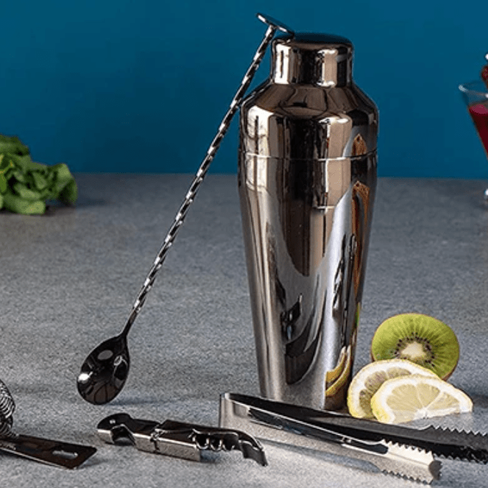 MIXCRAFT 10 - Roestvrijstalen cocktailshakerset met 10 essentiële bartools en standaard