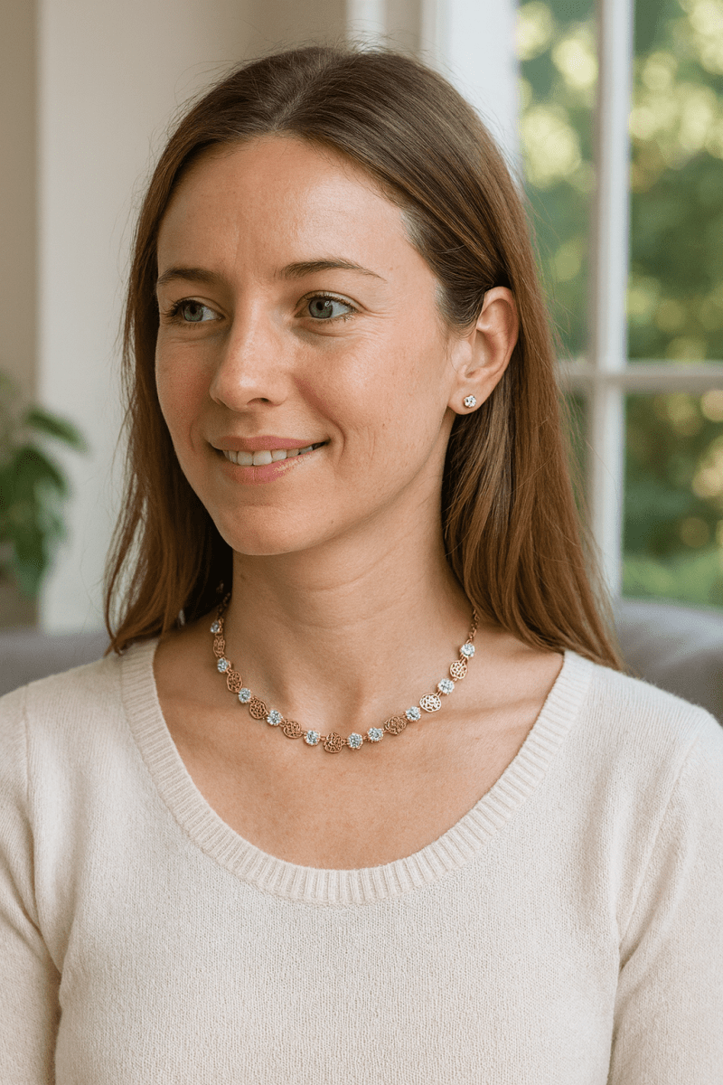 ADRIA – Green Stone Mariners Link Choker & Earring Set