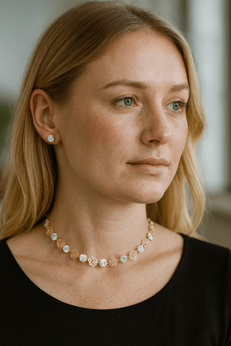 ADRIA – Green Stone Mariners Link Choker & Earring Set