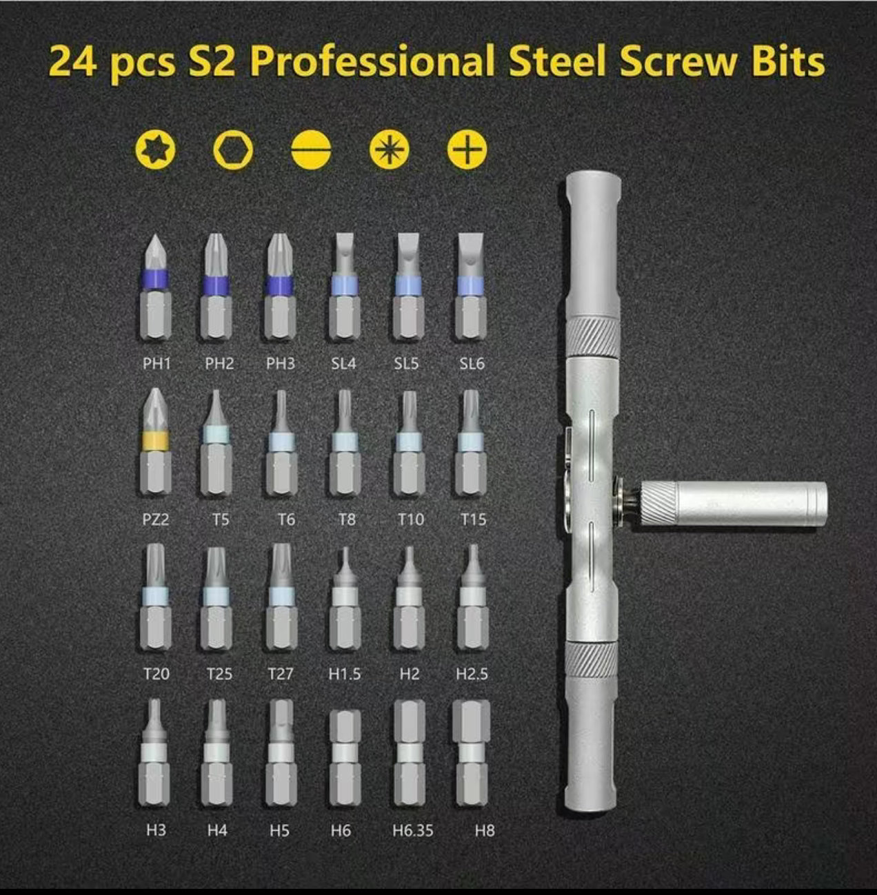 24-in-1 Magnetic Screwdriver Kit with T-Shaped Handle for Home Repairs 5