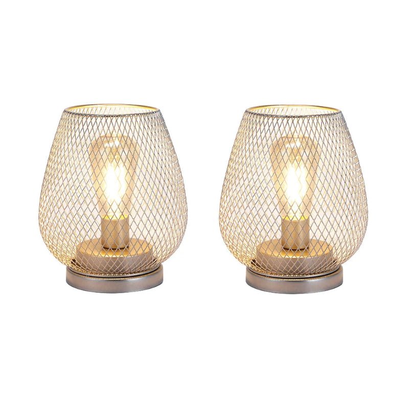 2Pcs White Metal Table Lamp Battery Operated Lamp Outdoor Lantern with LED Edison Bulb for Weddings Party Patio Event Home Decor 7