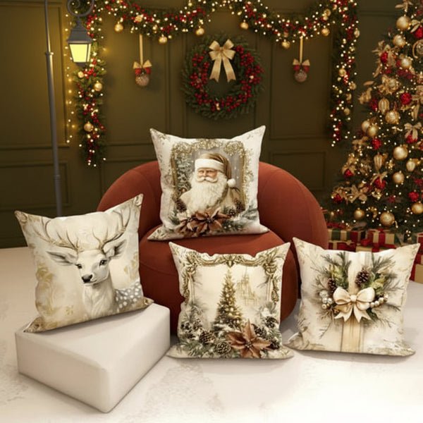HOLLYPLUSH – Festive Velvet Cushion Covers with Vintage Christmas Motifs