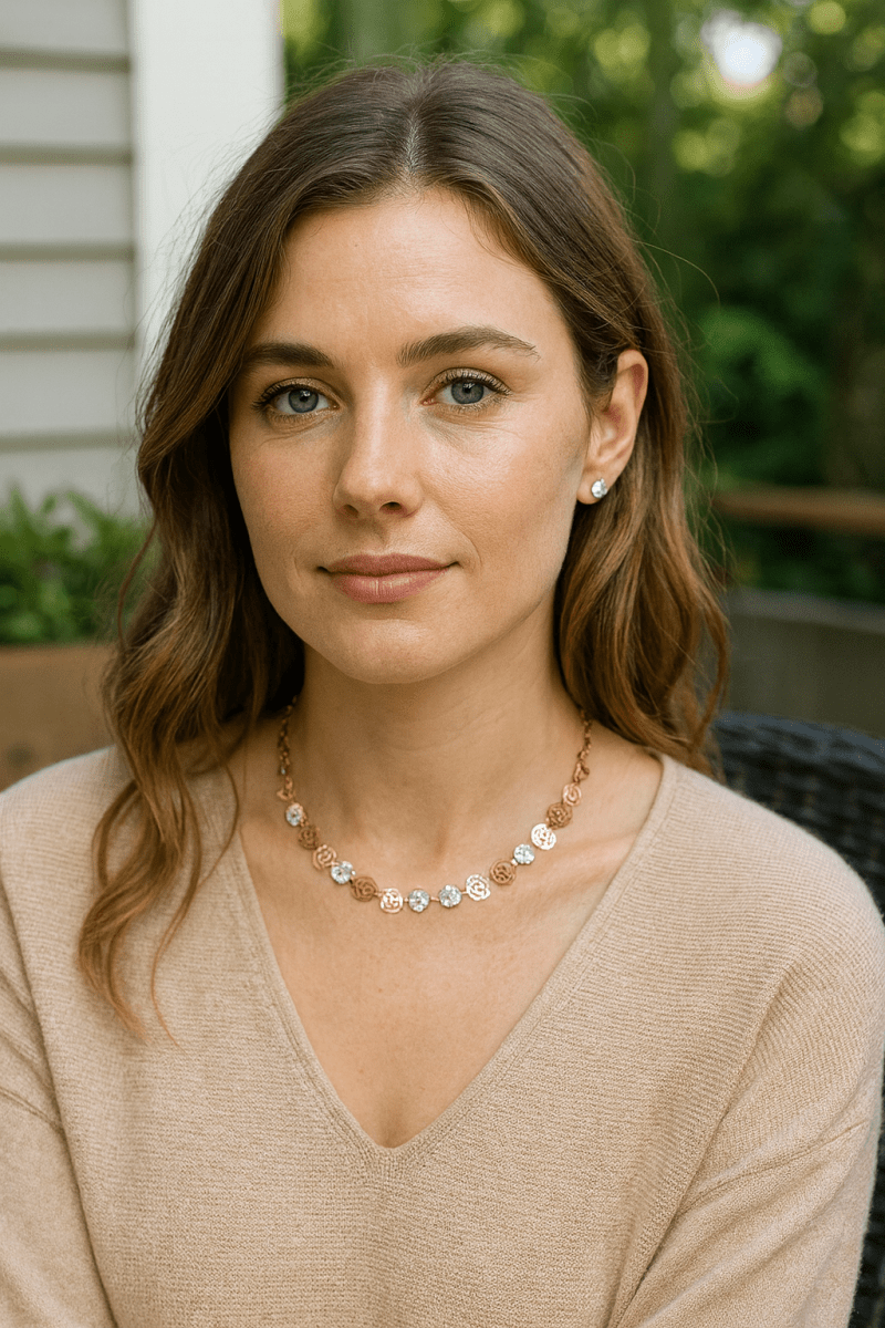 ADRIA – Green Stone Mariners Link Choker & Earring Set