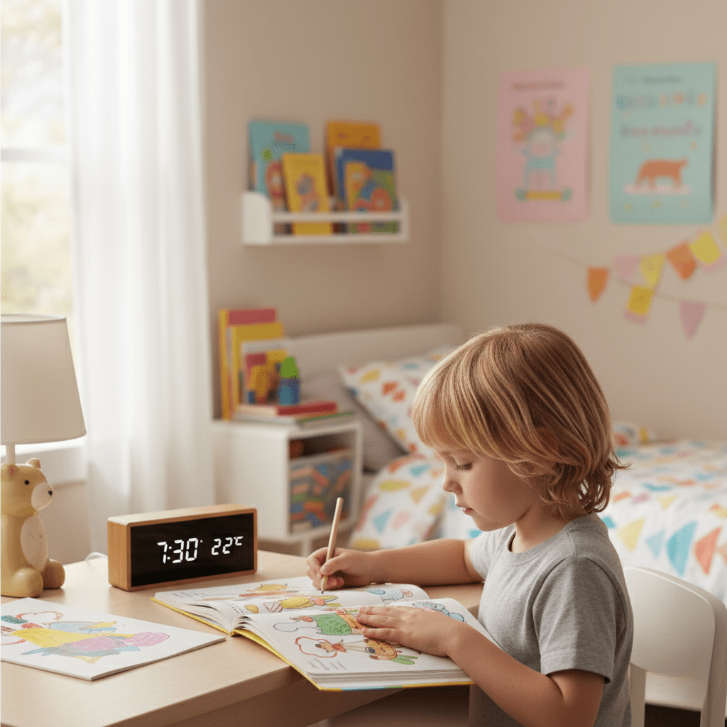 NATURTIME – Bamboo LED Alarm Clock with Time and Temperature Display