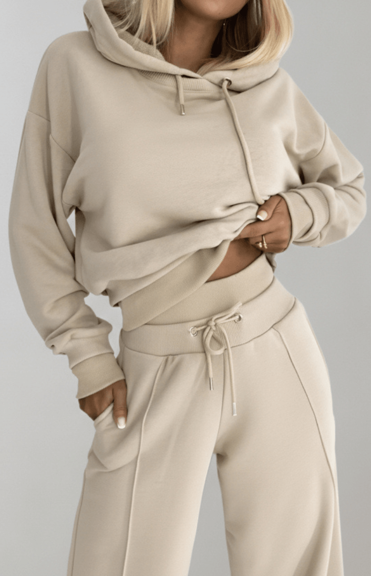 COMFYSUE – Cozy Women's Hoodie and Drawstring Pants Tracksuit Set for Casual Wear