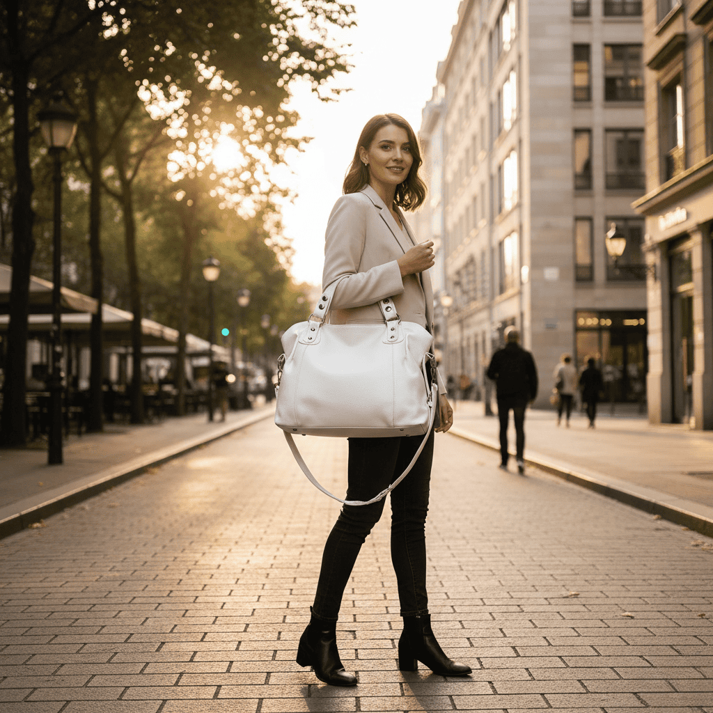 ELEGORA – Fashion Tote with Metallic Hardware & Leatherette Finish