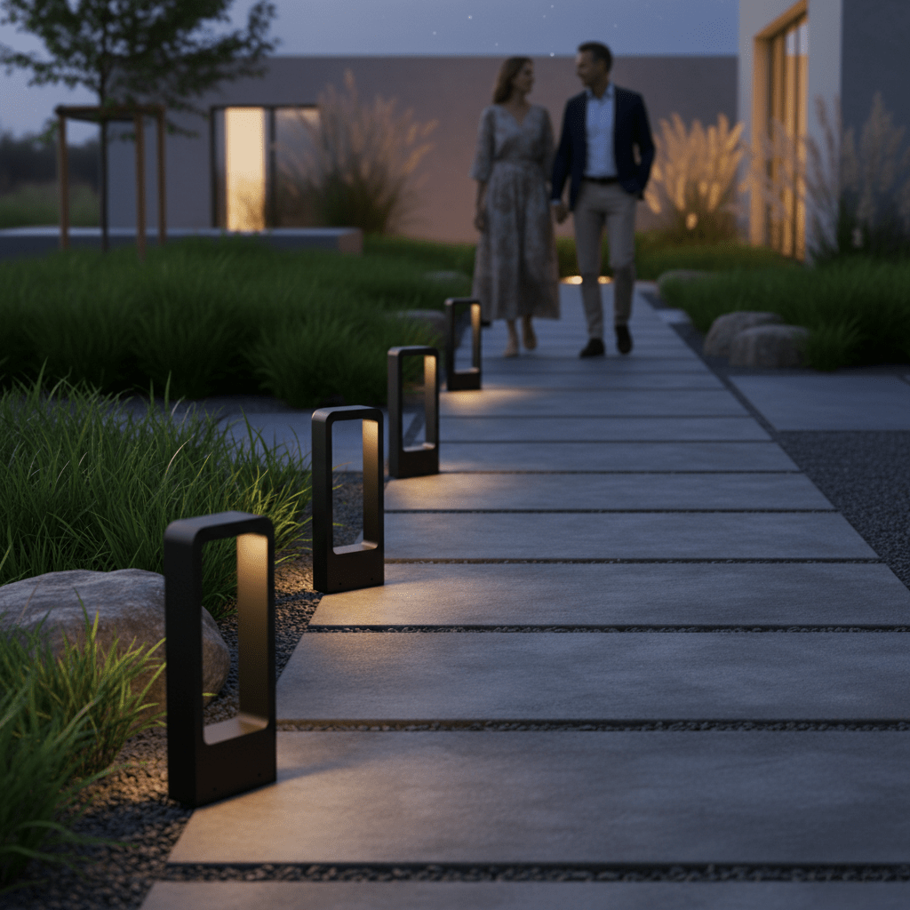 AuraWalk - Slanke staande lamp voor buiten met verlichting voor tuinpaden