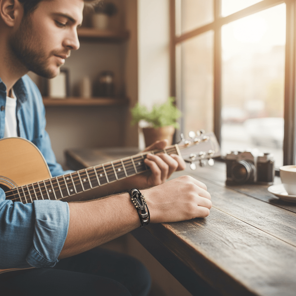 AXECHORD – Guitar Leather Bracelet with Vintage-Inspired Design 1