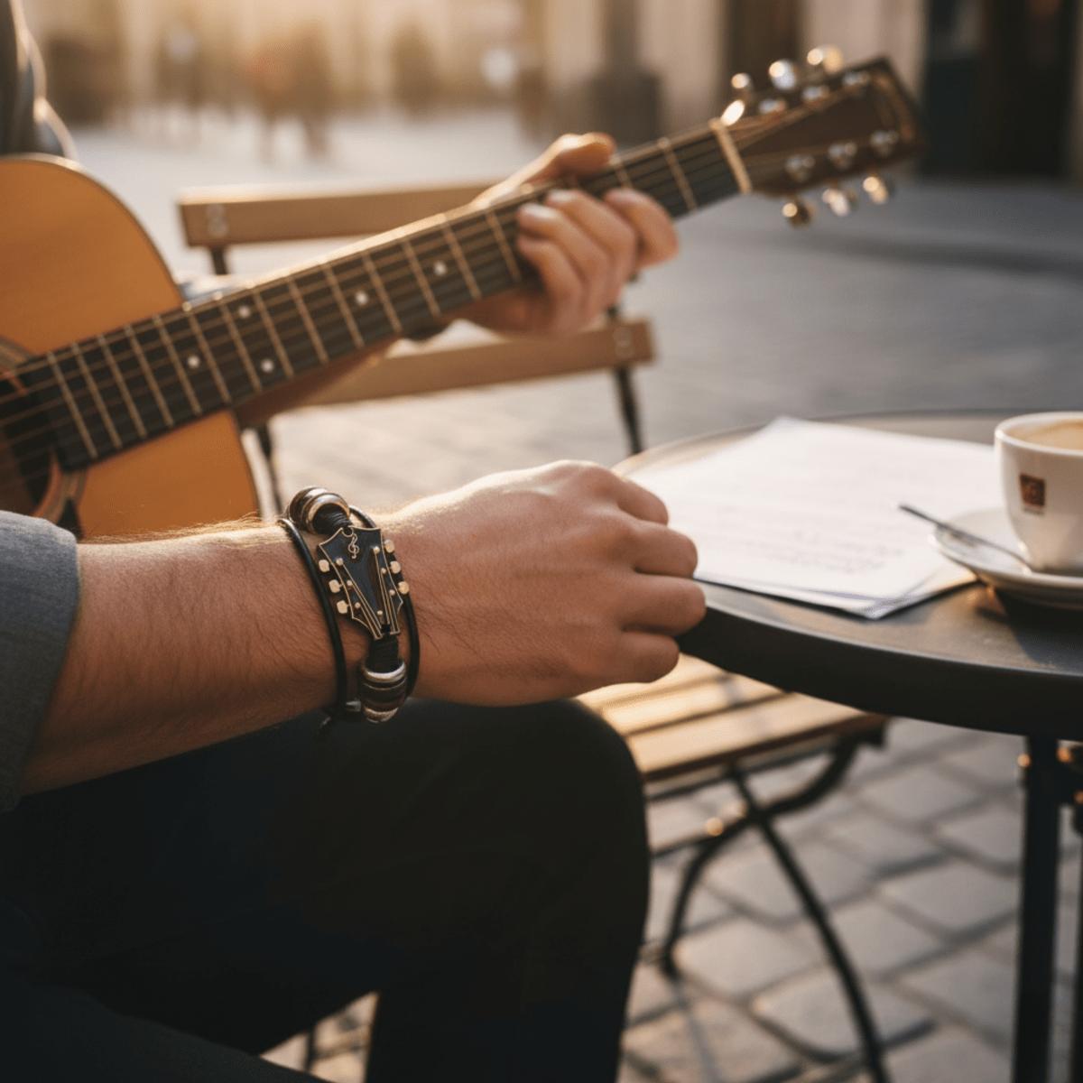 AXECHORD – Guitar Leather Bracelet with Vintage-Inspired Design 5