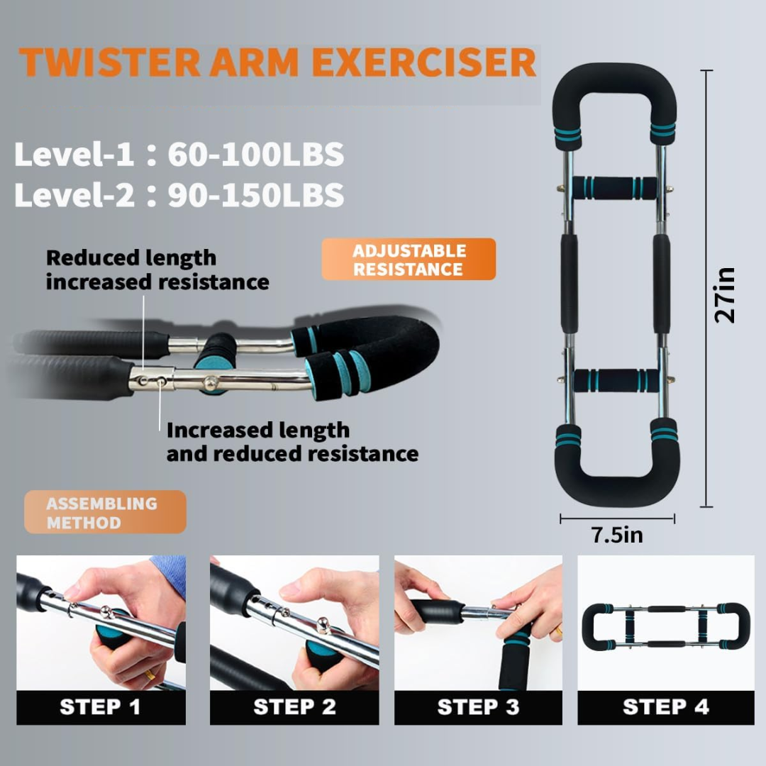 FLEXISTICK - Bastone da allenamento regolabile con resistenza personalizzabile per la forza delle braccia e del torace