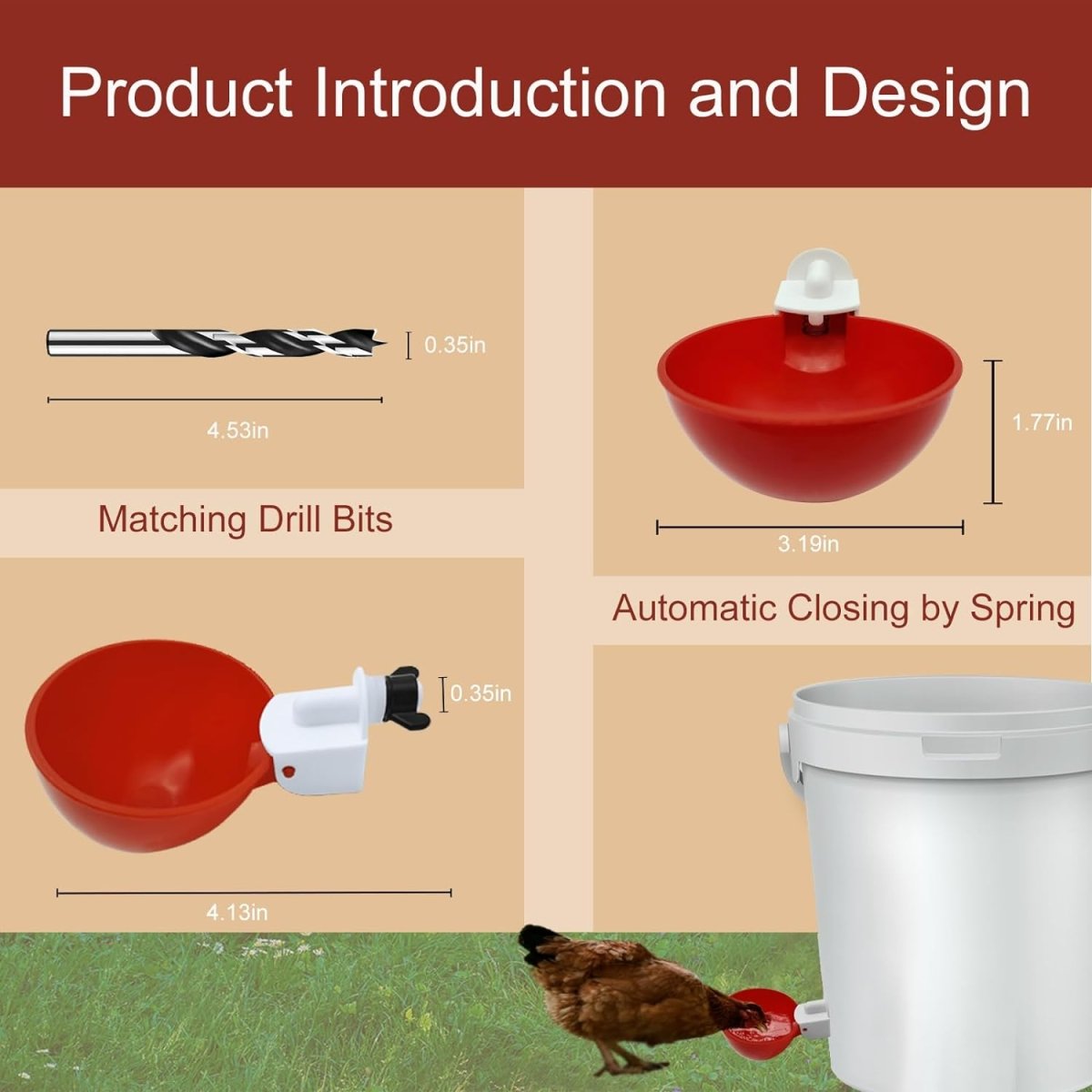 Aquaquill – Automatic Chicken Waterer for Fresh Water and Effortless Hydration