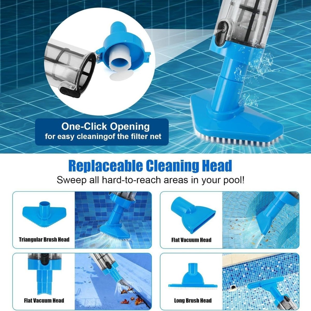 Aquavac – Cordless Pool Vacuum with Telescopic Pole for Easy Cleaning
