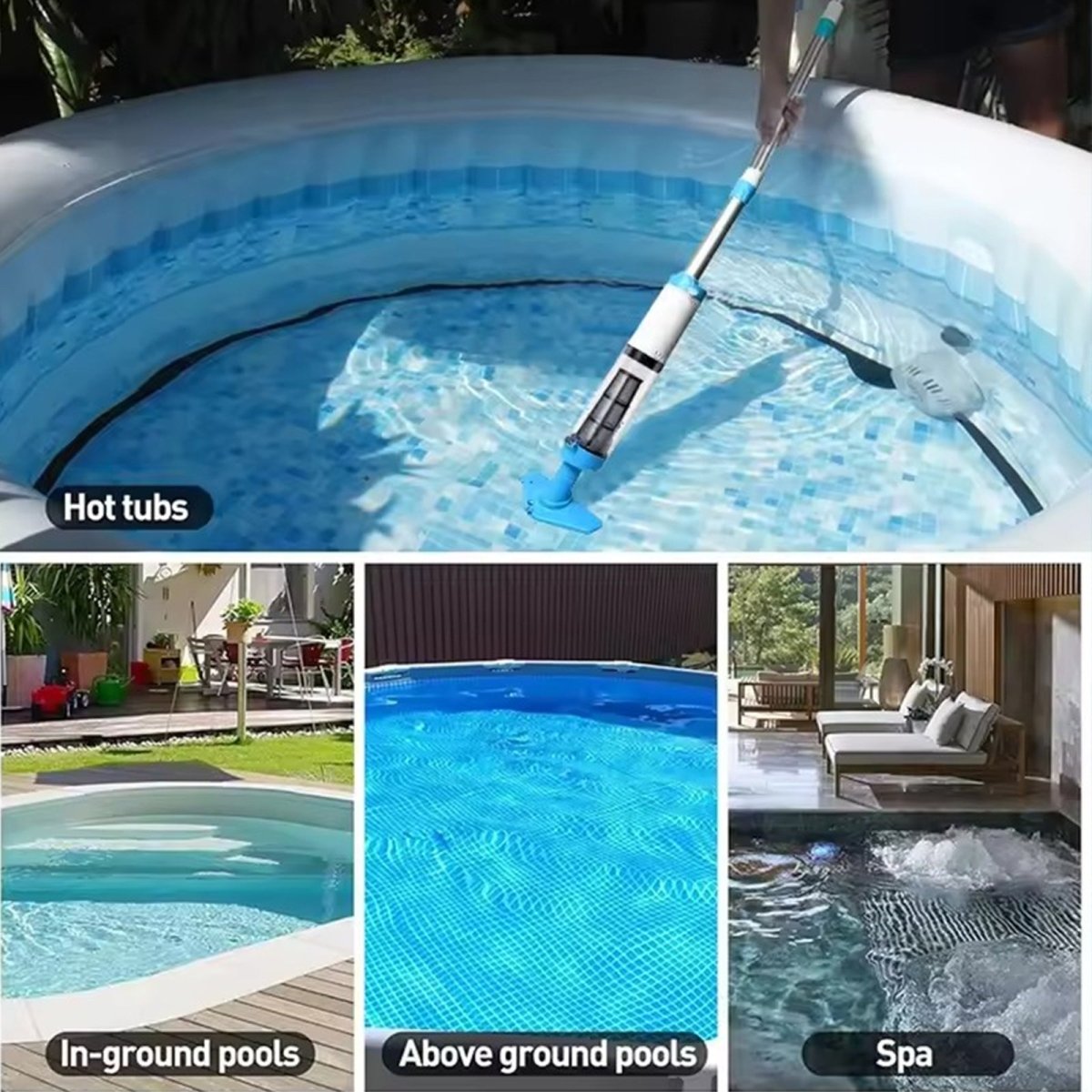 Aquavac – Cordless Pool Vacuum with Telescopic Pole for Easy Cleaning