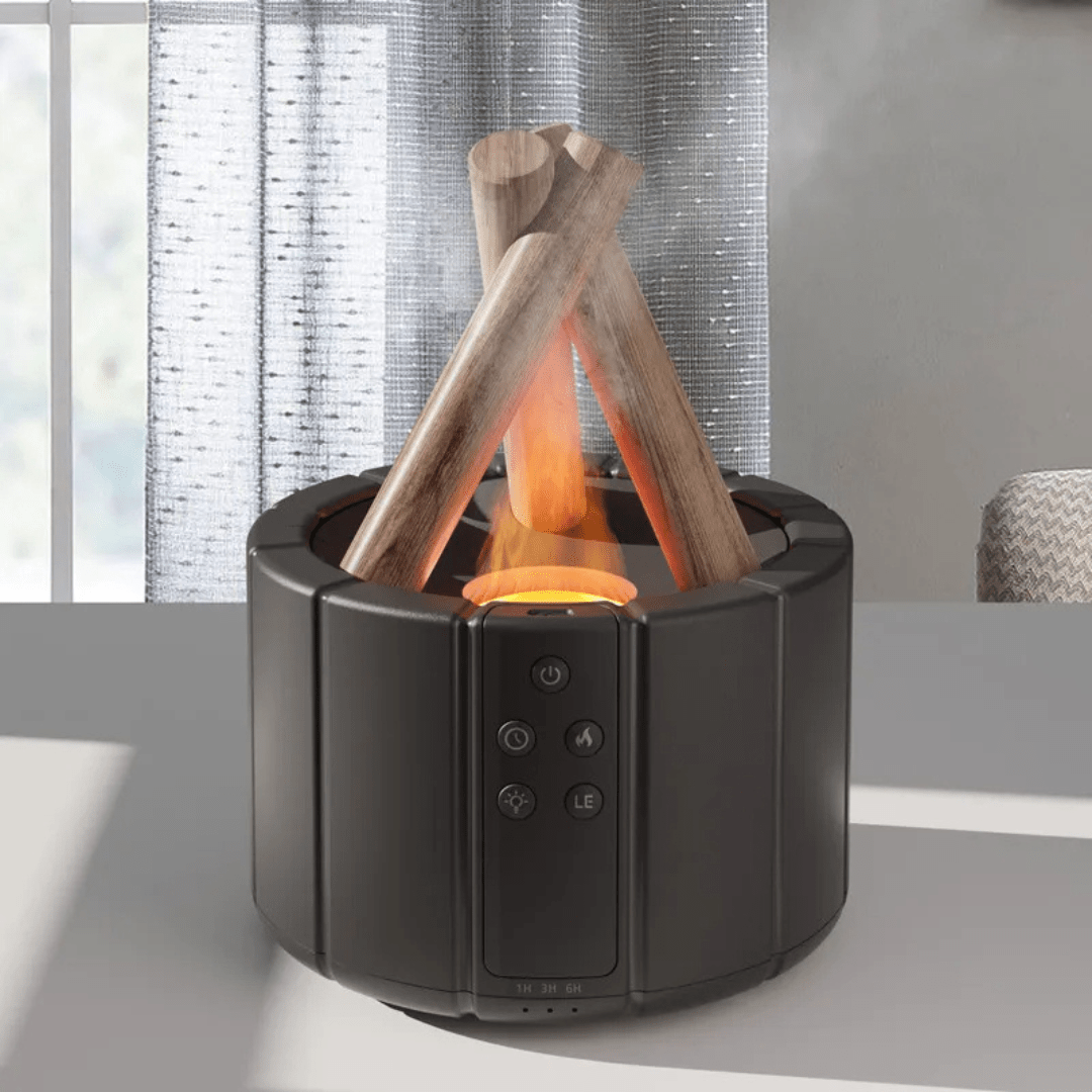 AuroMist Ultrasonic Flame Humidifier | Cozy bonfire light humidifier with aromatherapy function 1