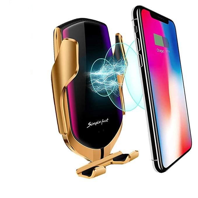 Automatic Clamping Phone Holder with Wireless Charging & 360-Degree Rotation 1