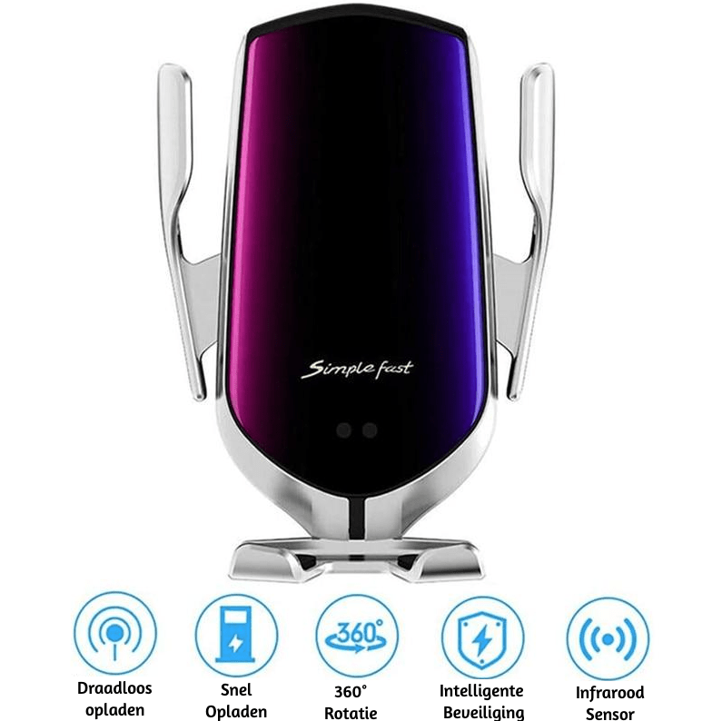 Automatic Clamping Phone Holder with Wireless Charging & 360-Degree Rotation 2