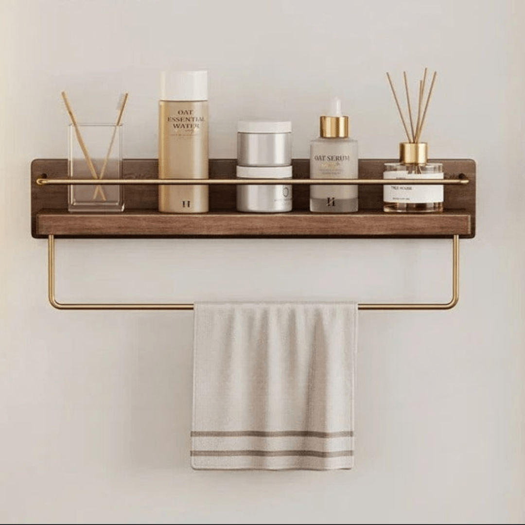BAMBRIA – Bamboo wall coat rack with shelf and sturdy hooks 15