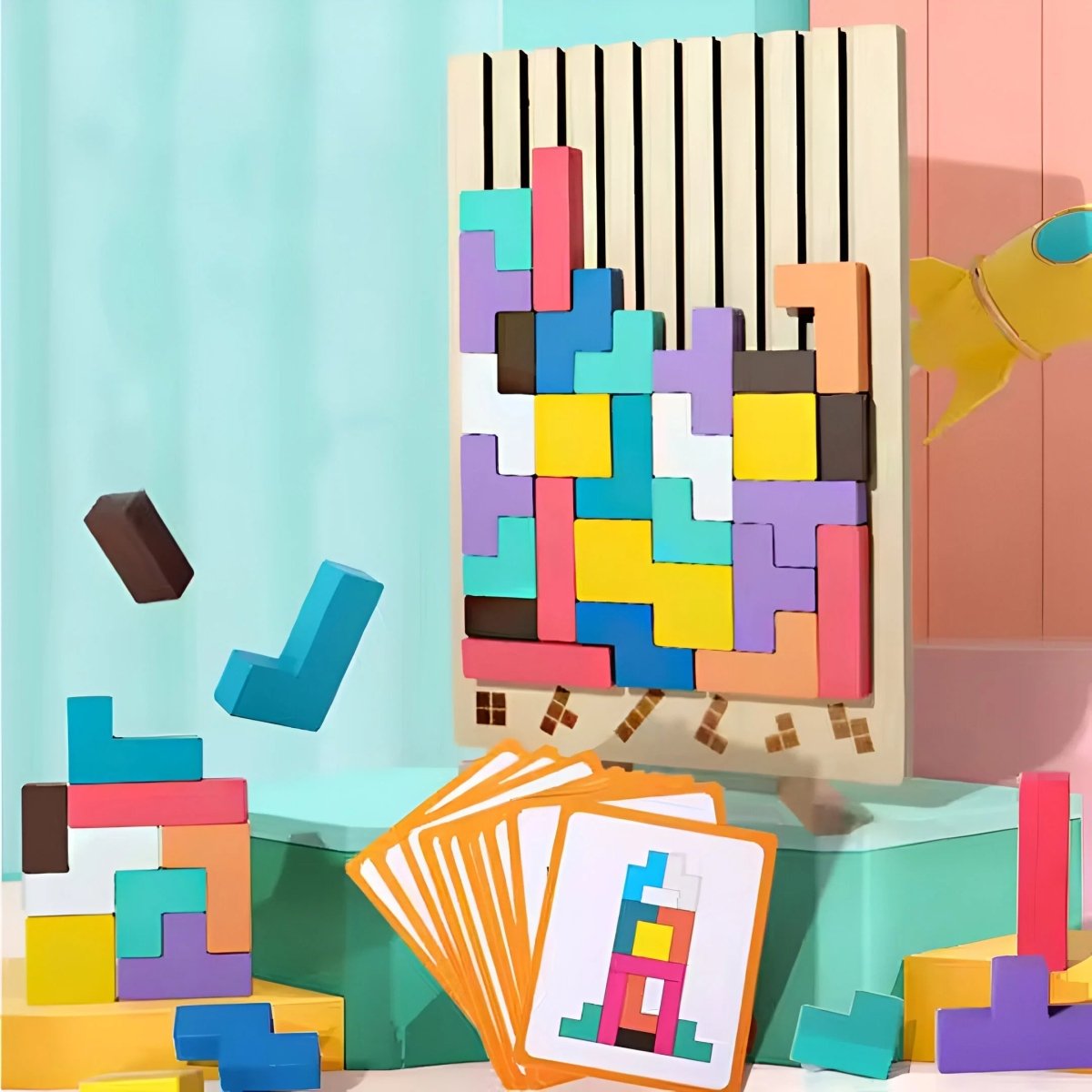 BLOCKWISE – Montessori Wood Tetris Stacking Toy for Learning and Play 0