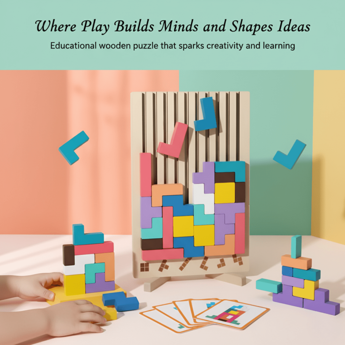BLOCKWISE – Montessori Wood Tetris Stacking Toy for Learning and Play 3