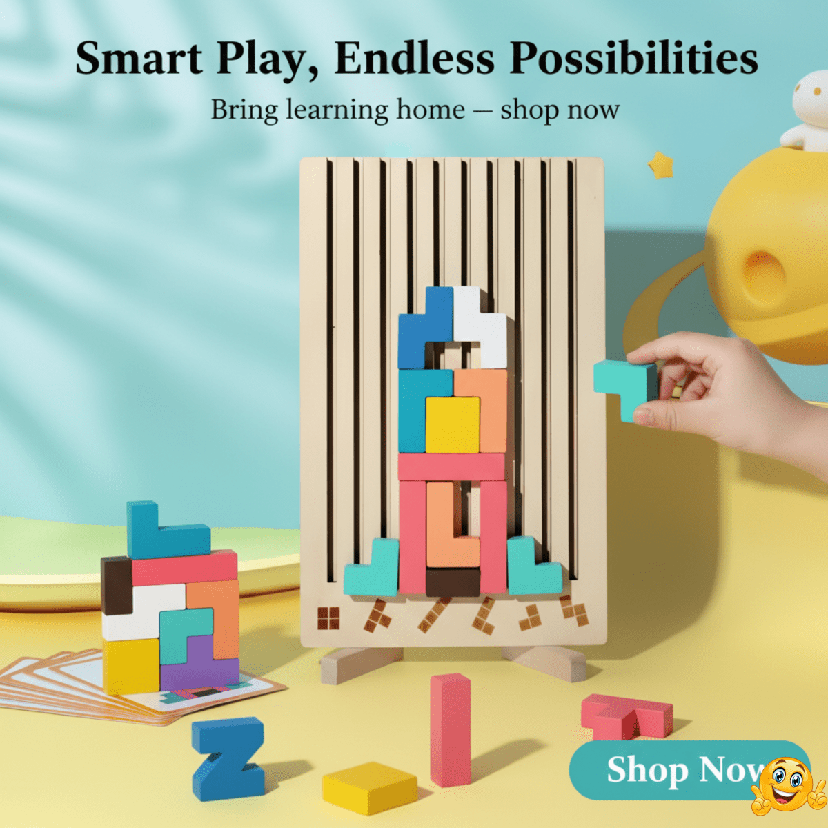 BLOCKWISE – Montessori Wood Tetris Stacking Toy for Learning and Play 4