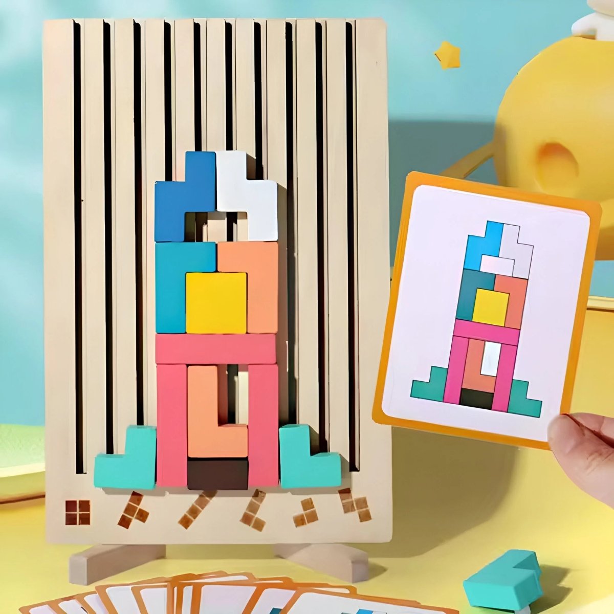 BLOCKWISE – Montessori Wood Tetris Stacking Toy for Learning and Play 6