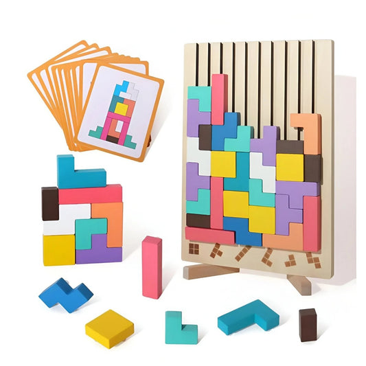 BLOCKWISE – Montessori Wood Tetris Stacking Toy for Learning and Play 7