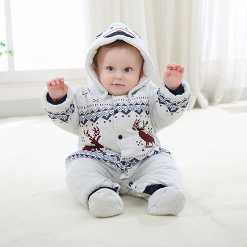 Baby Christmas Romper - Hooded Infant Romper in Soft Cotton for 0-12 Months 1