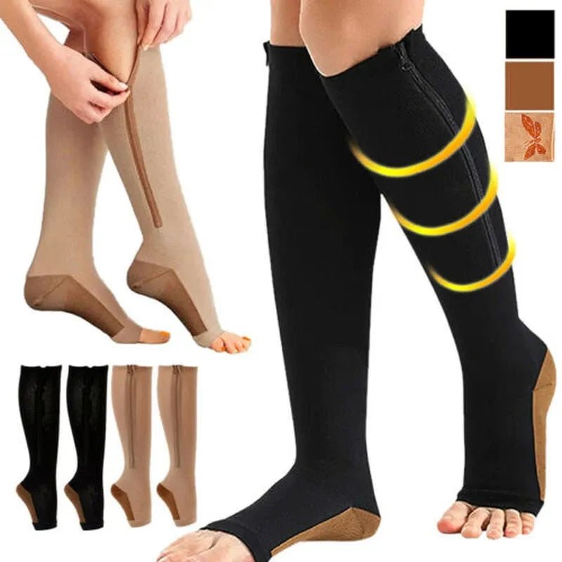 CIRCULOFLEX – Zipper Compression Socks 20-30 mmHg with Open Toe Design 2
