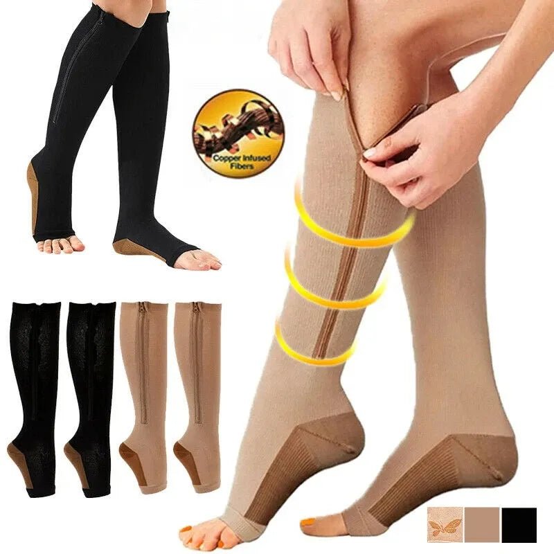 CIRCULOFLEX – Zipper Compression Socks 20-30 mmHg with Open Toe Design 4