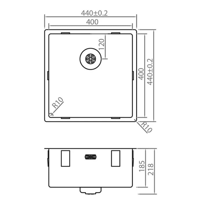 Caressi CAPP40R10GM Sink Gun Metal Surface or Undermount or Flush Mount