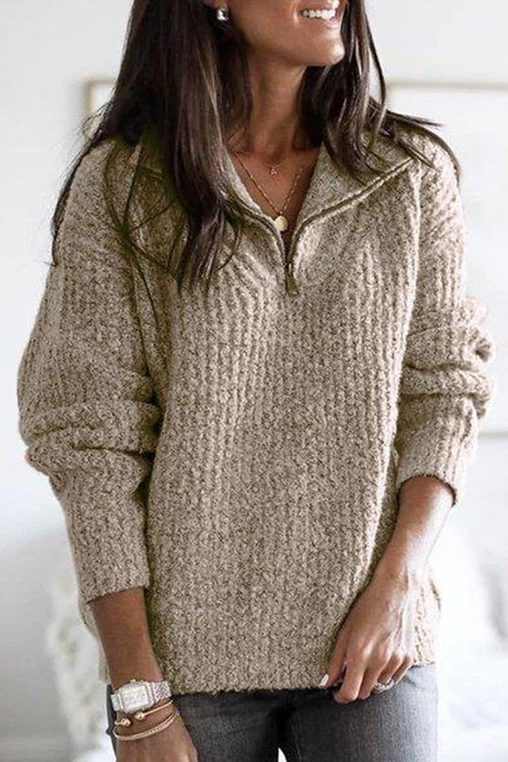 Caroline Women's Zip-Up Ribbed Sweater - Cozy, Soft, Breathable Fabric 6