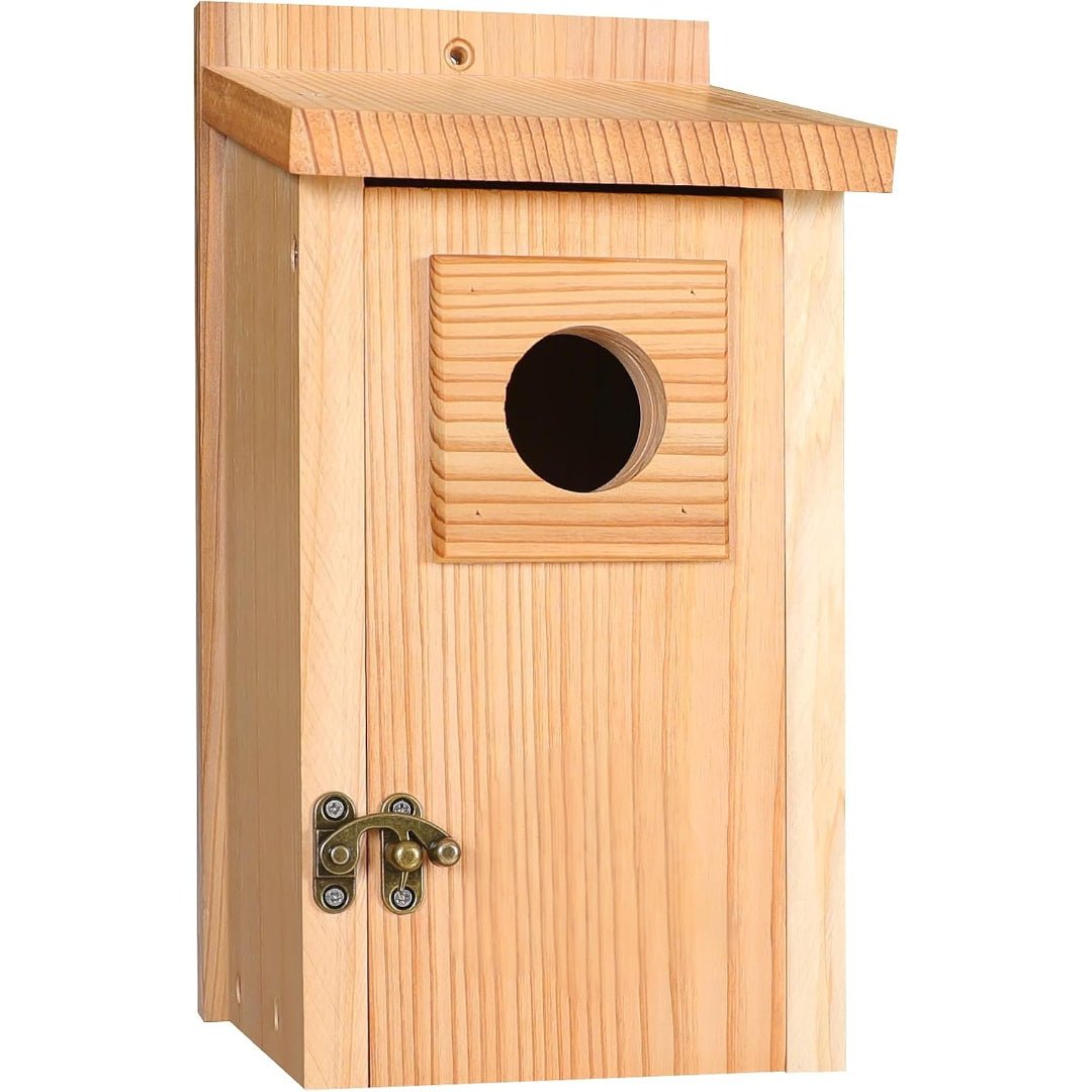 Cedar Wood Birdhouse - Weatherproof Nesting Box for Blue Jays & Swallows 6