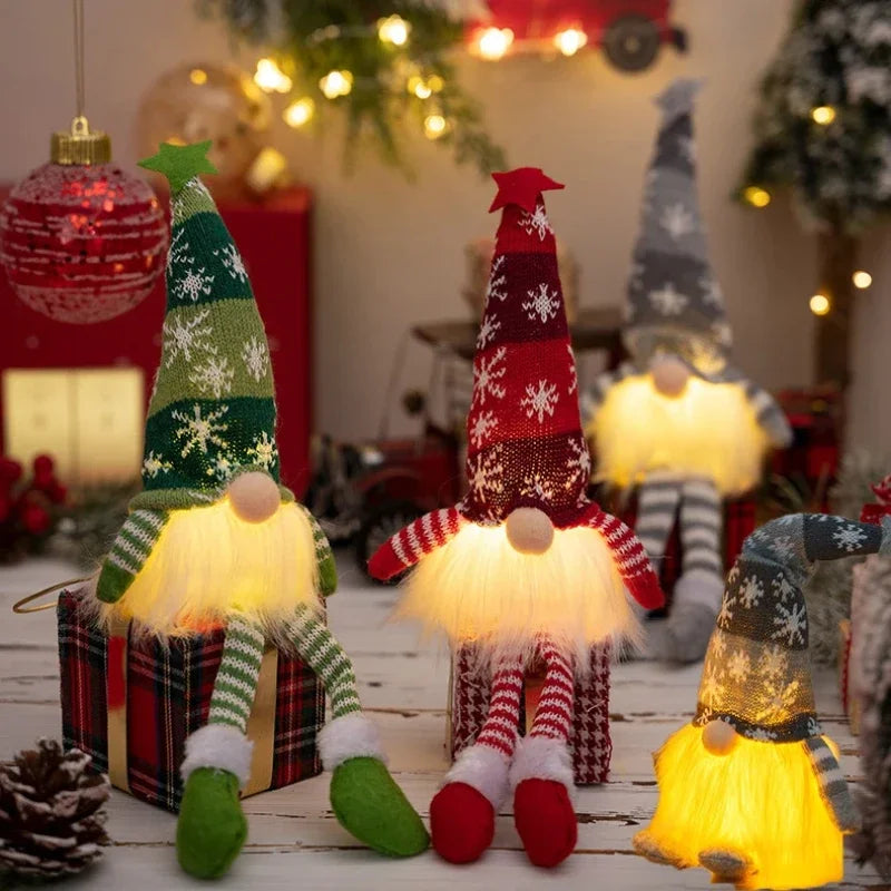 Charming LED Light Plush Gnome Doll Christmas Ornament for Holiday Decor 1