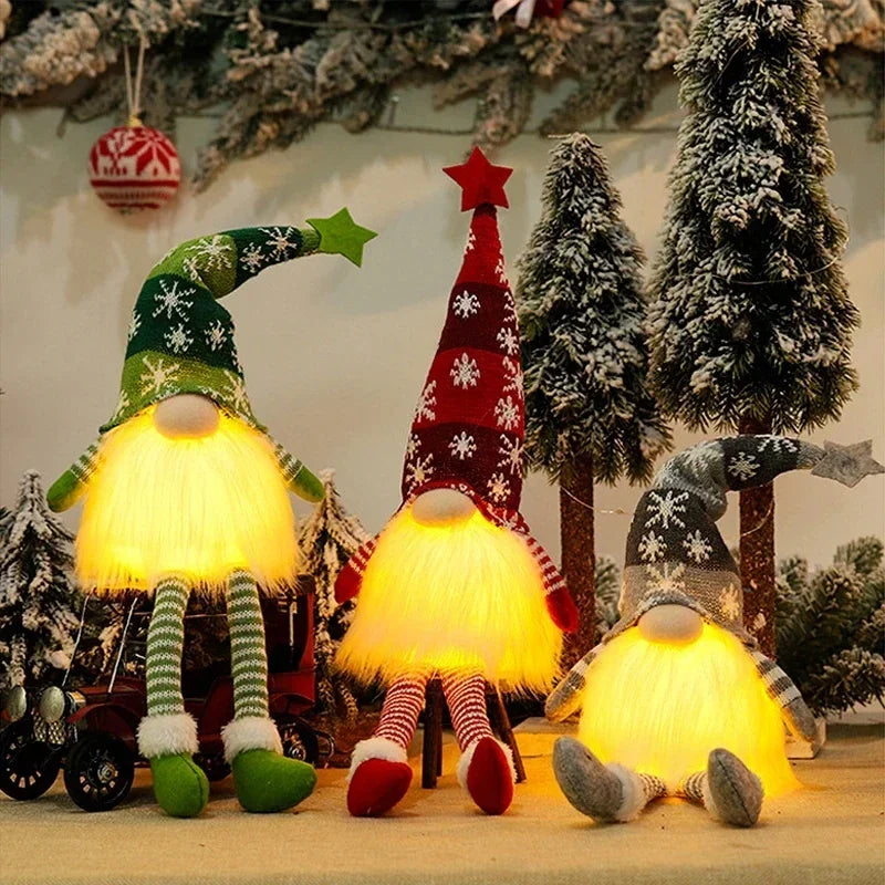Charming LED Light Plush Gnome Doll Christmas Ornament for Holiday Decor 3