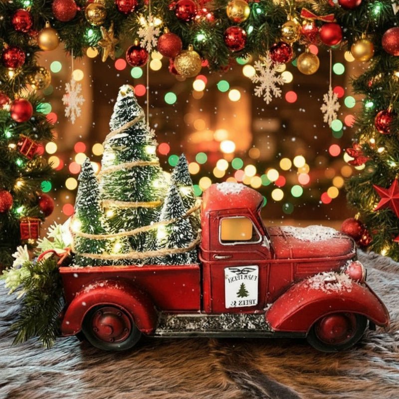Charming Vintage Red Truck Christmas Ornament with Mini Tree for Tree Decorations 1