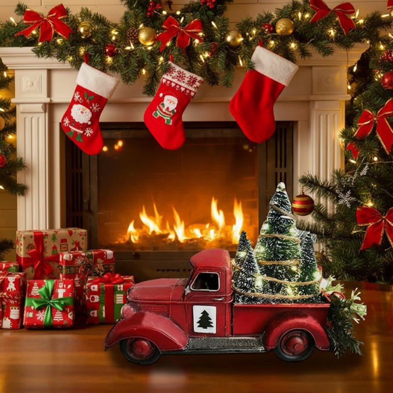 Charming Vintage Red Truck Christmas Ornament with Mini Tree for Tree Decorations 2