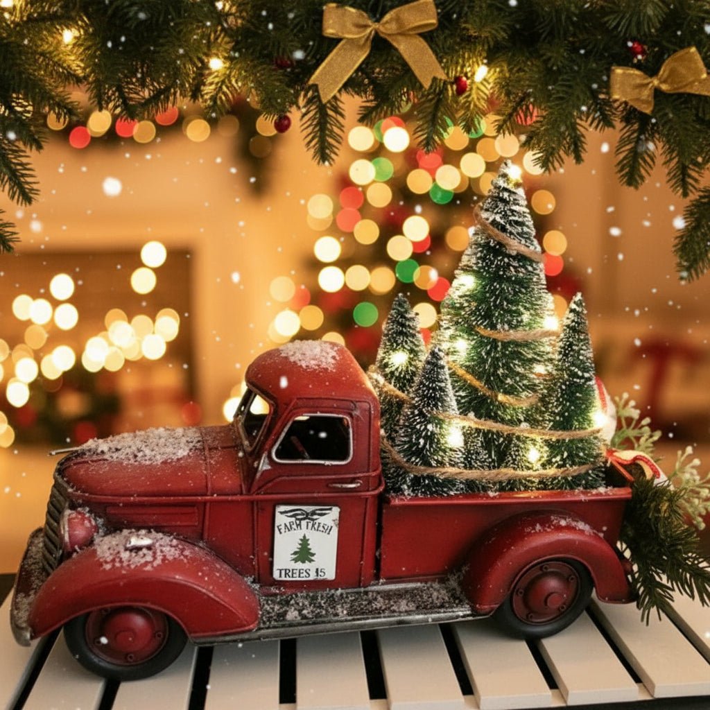 Charming Vintage Red Truck Christmas Ornament with Mini Tree for Tree Decorations 3