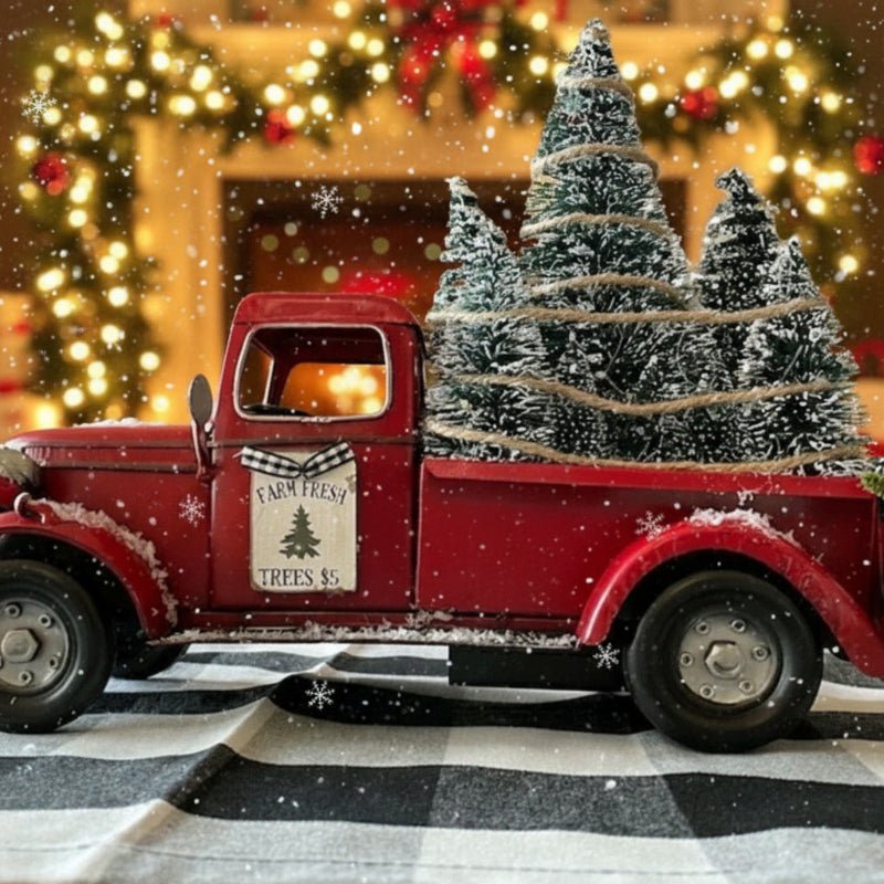 Charming Vintage Red Truck Christmas Ornament with Mini Tree for Tree Decorations 4