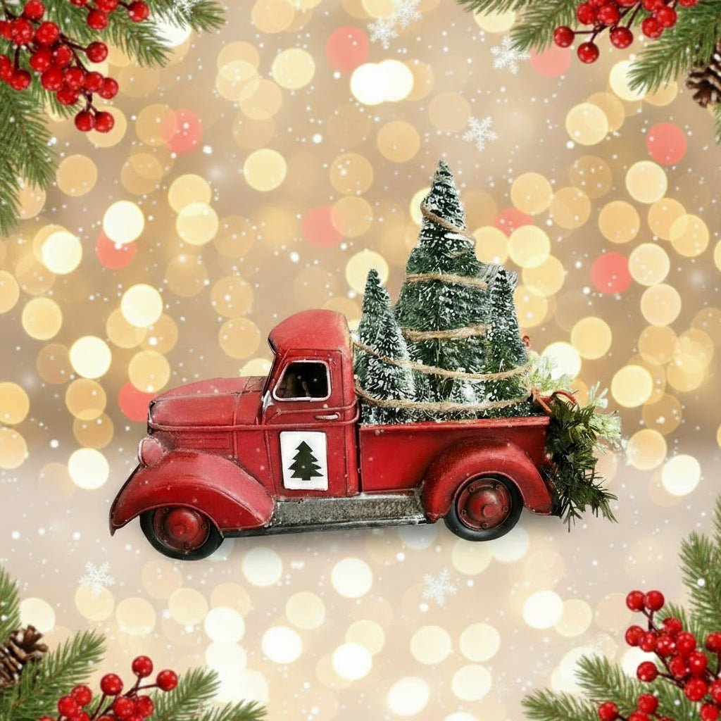 Charming Vintage Red Truck Christmas Ornament with Mini Tree for Tree Decorations 7