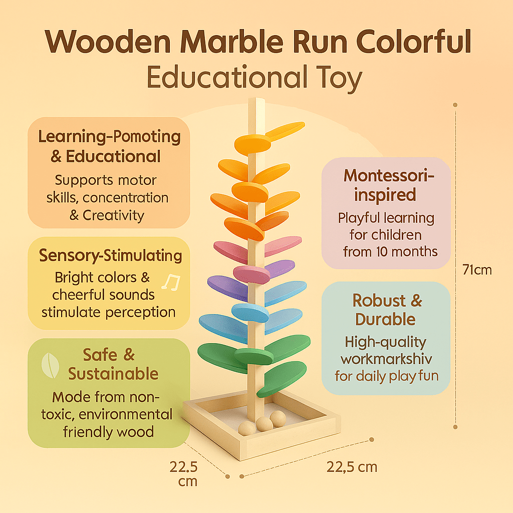 WOODENRACER – Educational Marble Run Toy with Bright Wooden Tracks