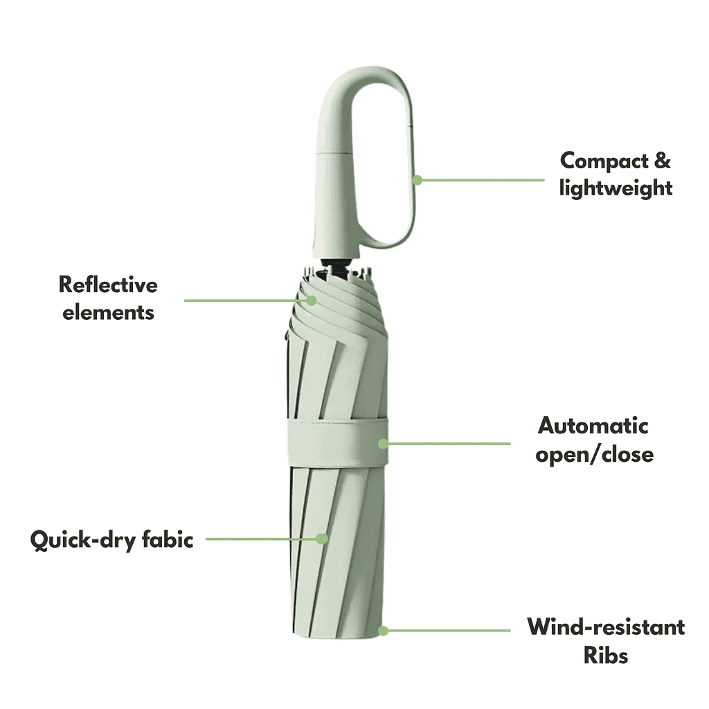 RAINFORT – Heavy-Duty Auto Umbrella with Wind Resistance Design