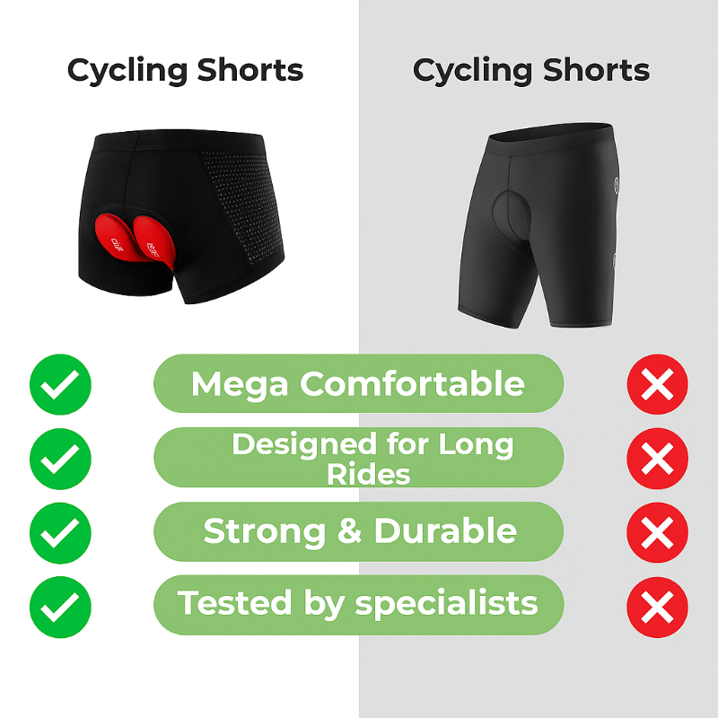RIDECOMF – Gel-Padded Cycling Shorts with Shock Absorption and Breathable Fabric