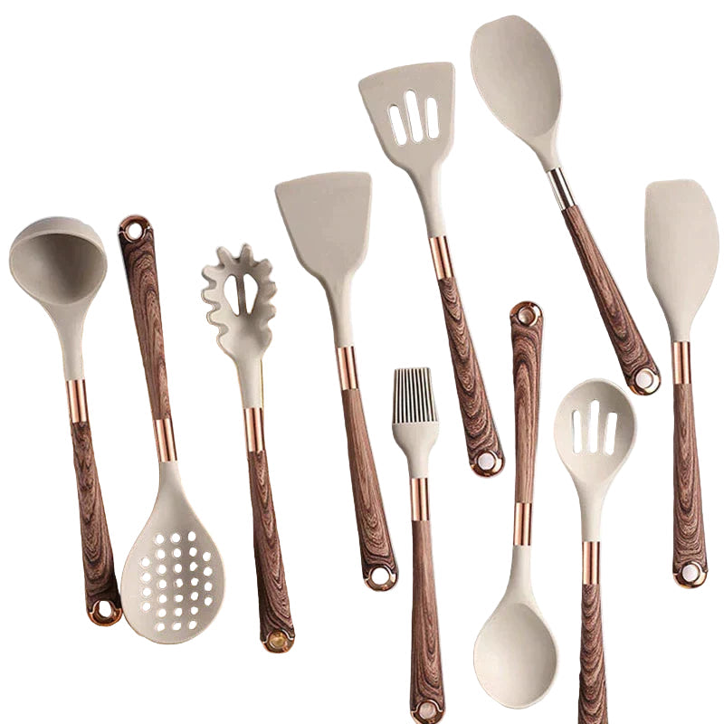 ChefSilica - 10-Piece Silicone Kitchen Utensil Set with Spatula, Ladle & Whisk 1