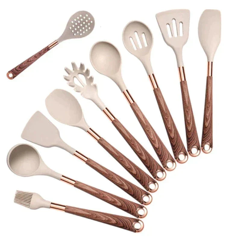 ChefSilica - 10-Piece Silicone Kitchen Utensil Set with Spatula, Ladle & Whisk 2