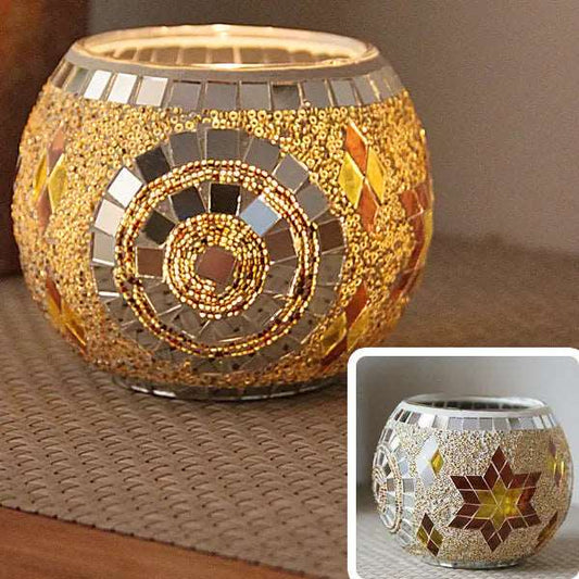 Colorful Mosaic Glass Candle Holder – Elegant Decorative Candle Stand Holder for Cozy Ambiance 0