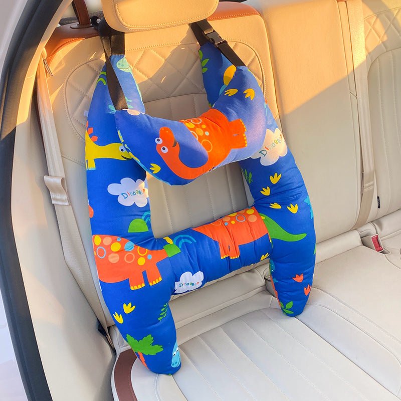 KIDSCOMFORT – Ergonomic Car Pillow with Soft Fabric and Playful Prints