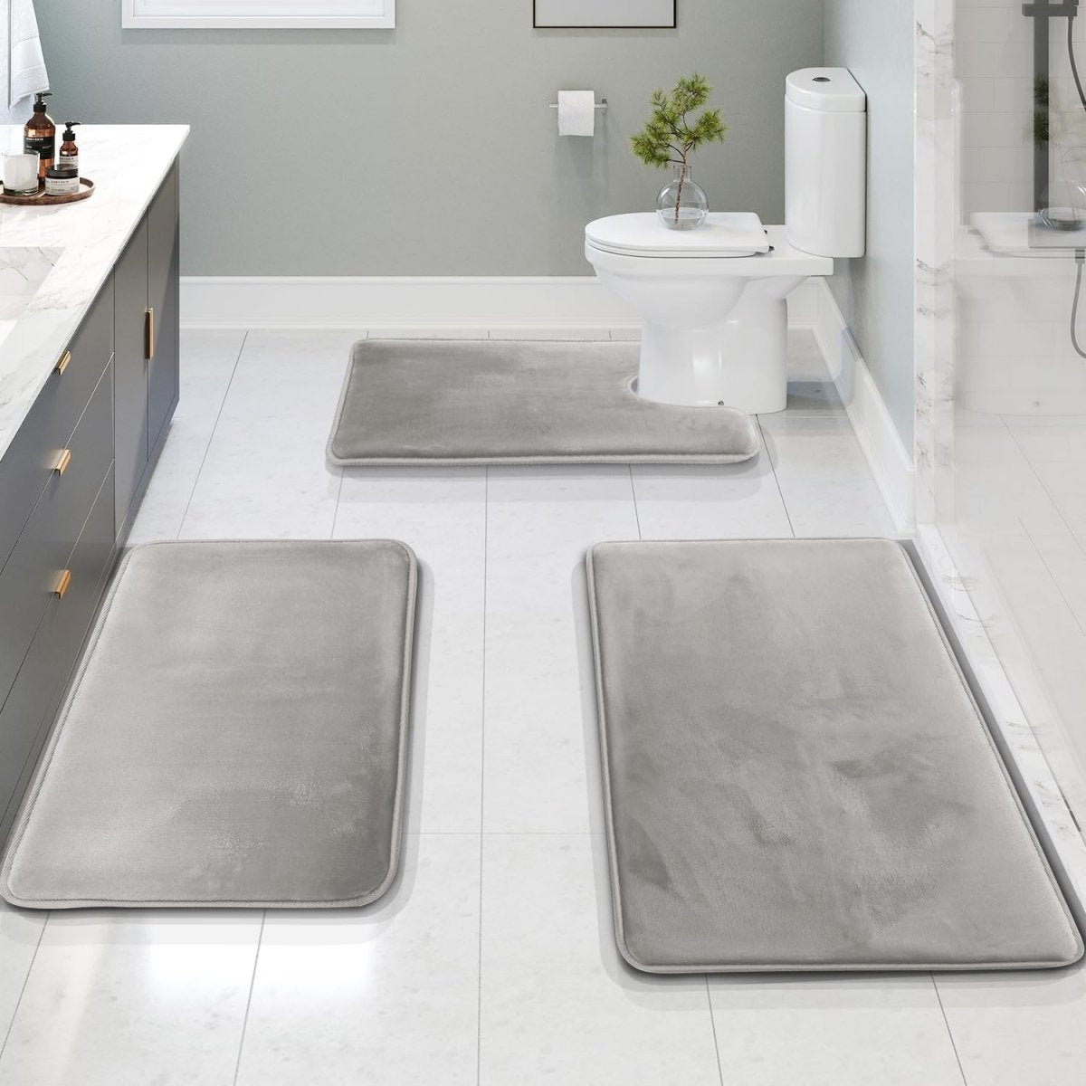 ComfortNest - 3-Piece Memory Foam Bath Mat Set - Soft, Absorbent, Non-Slip Bathroom Rugs 0