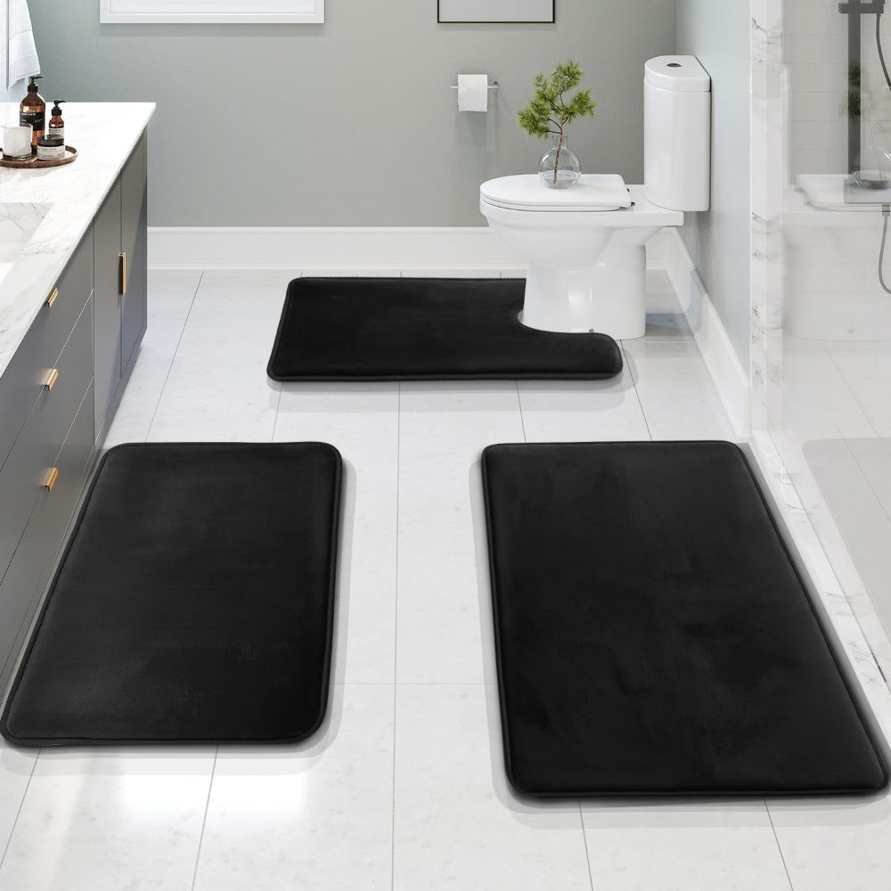 ComfortNest - 3-Piece Memory Foam Bath Mat Set - Soft, Absorbent, Non-Slip Bathroom Rugs 2