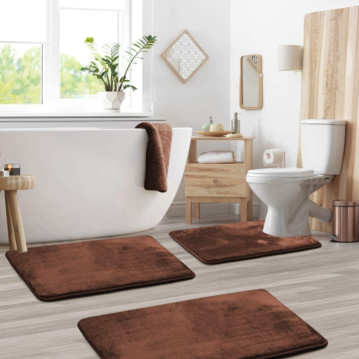 ComfortNest - 3-Piece Memory Foam Bath Mat Set - Soft, Absorbent, Non-Slip Bathroom Rugs 3