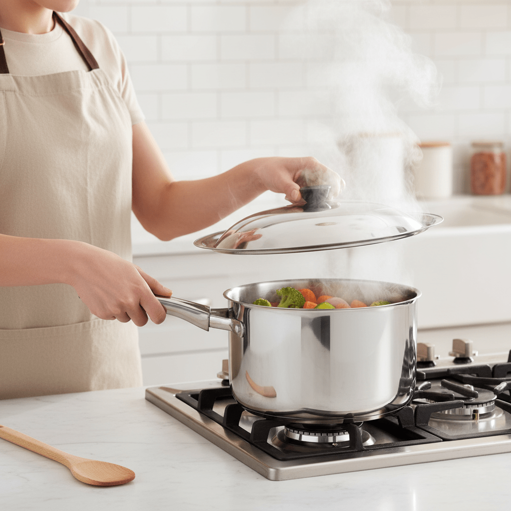 CookShield – Universal Stainless Steel Lid for Pans & Woks 1